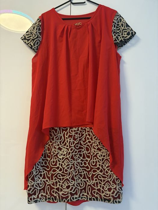 Rochie rosie din 2 piese