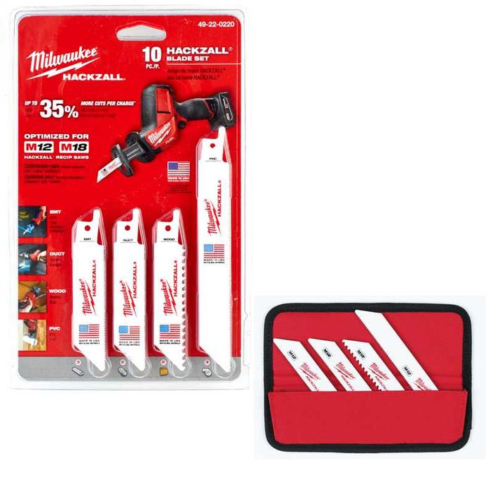 Ножове за саблен трион комбинирани за метал и дърво 10 части Milwaukee