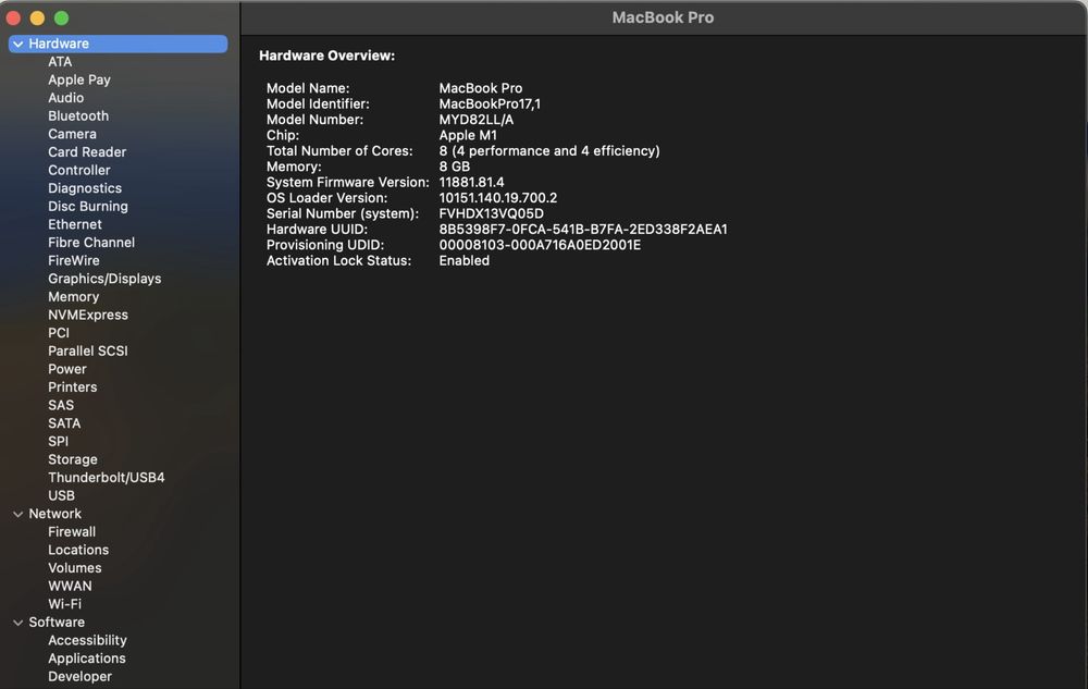 Macbook pro 2020. M1