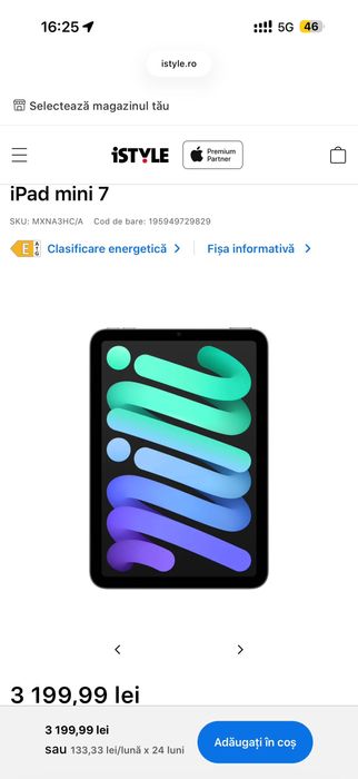 iPad Mini 7, 256GB, Wi-Fi, Space Gray