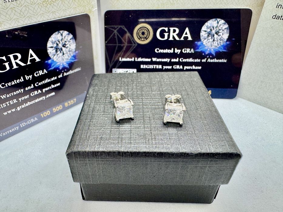 Сребърни обеци с мойсанит (Диамант) 1 карат