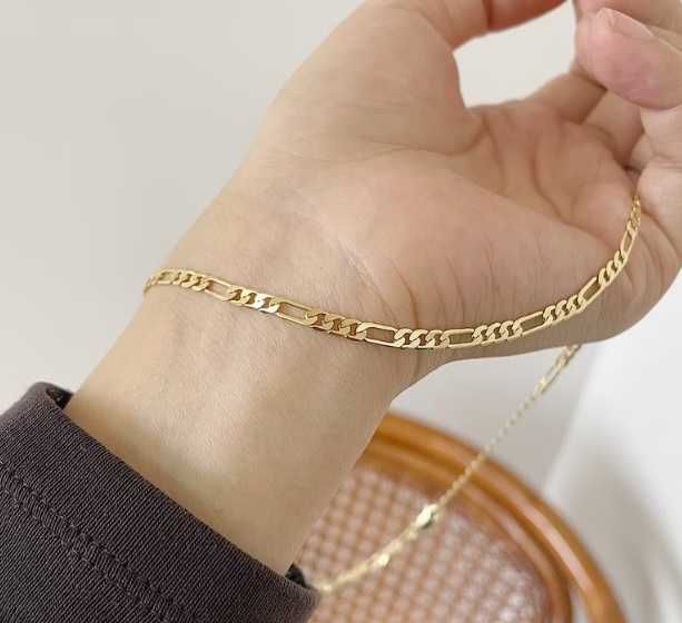 Lantisor unisex Figaro otel placat cu aur galben 18K 3mm/62cm nou