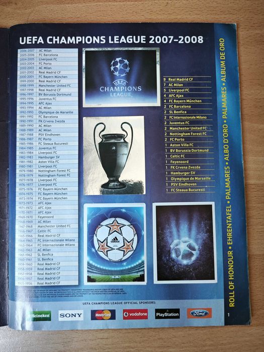 Album Champions League 2007/2008 Panini complet