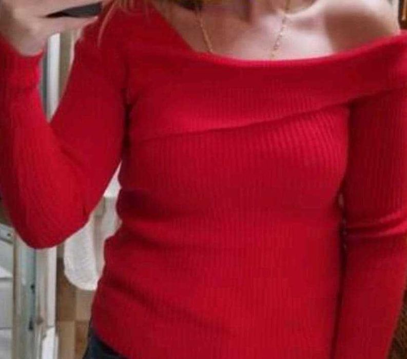 Нова червена плътна блуза / пуловер XS Shein