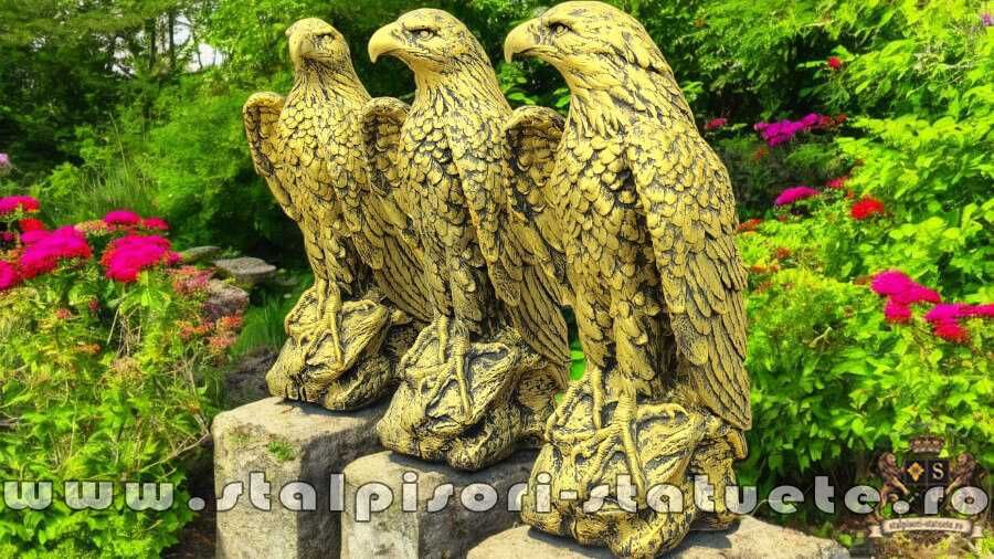 Set 3 vulturi, acvile, șoimi, uliu, auriu antichizat, model S82.