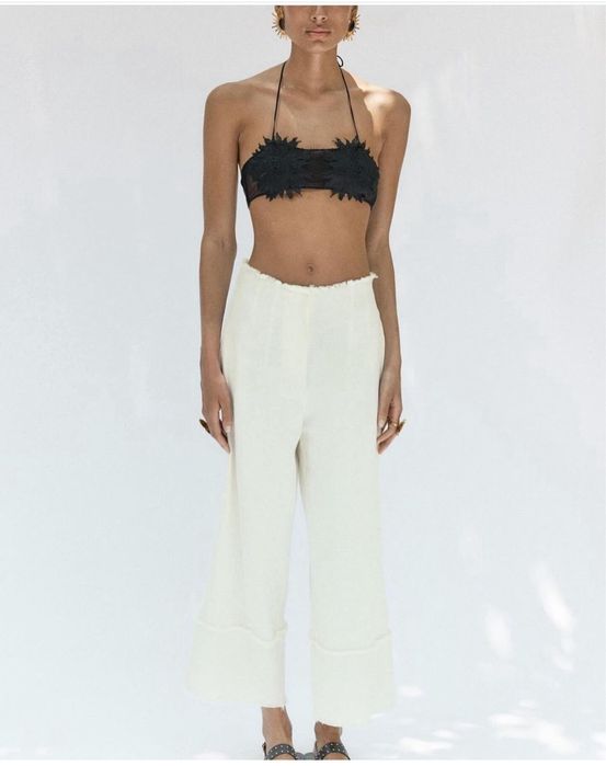 Fusta pantaloni albi cullotes tweed texturati marime S ML