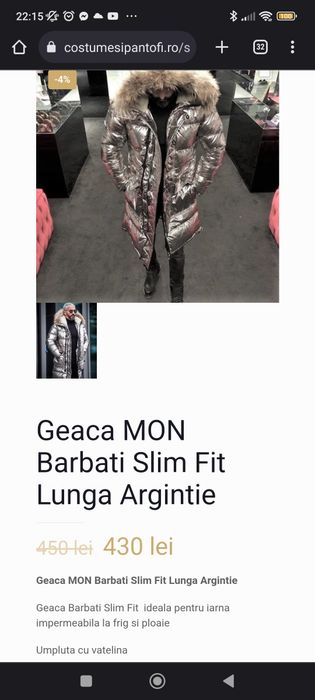 Vând geacă de iarnă argintiu lucios Mon Expert Denim  mărimea L nouă.