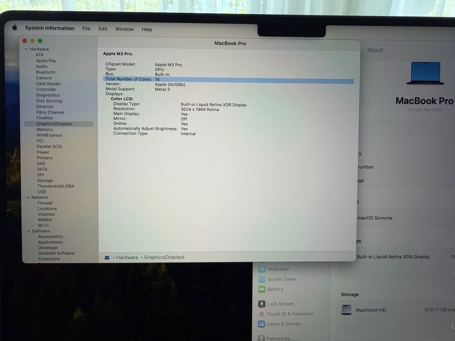 MacBook Pro 14" M3 PRO 11-CORE CPU/14-CORE GPU/18GB RAM/ 512GB SSD