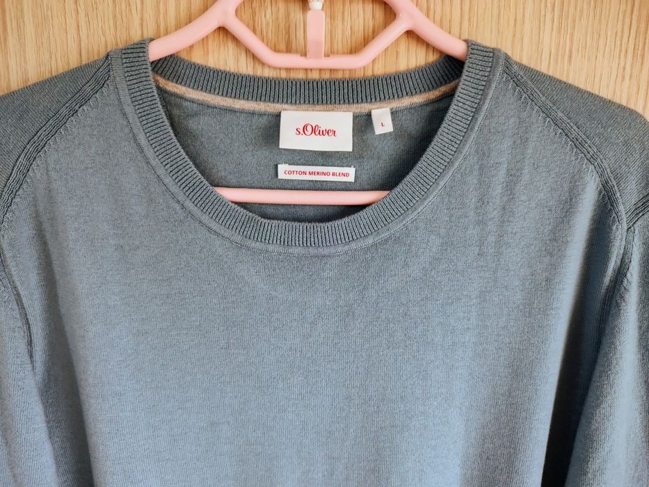 Bluza subțire Pulover S Oliver Bumbac Merino L culoare Blue Ciel