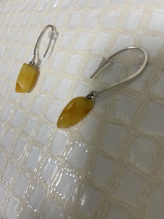 Серьги янтарь натуральный в серебре