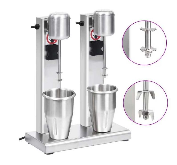 Mixer de milkshake vidaXL, Argintiu, Otel inoxidabil, 36 x 17 x 51 cm