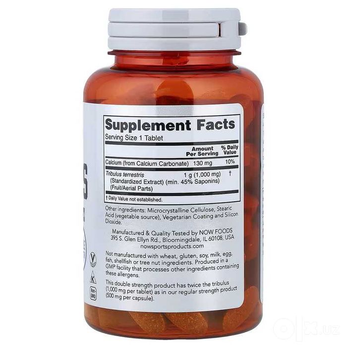 NOW Foods Sports, Tribulus Трибулус Якорцы 1000 мг 180 и 90 таблеток