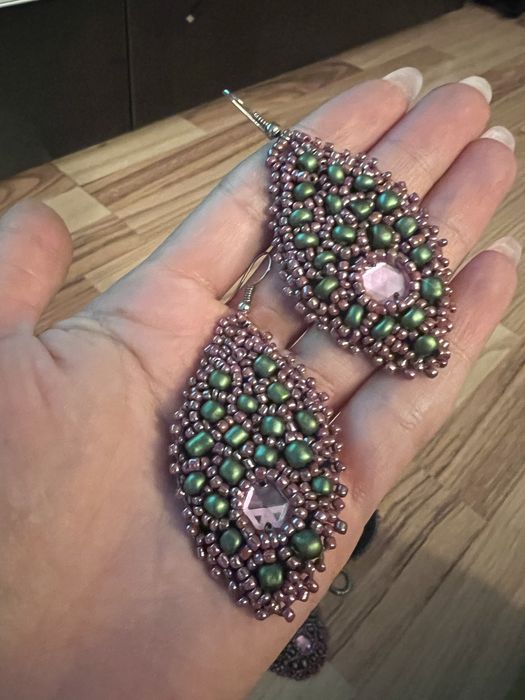 Set bijuterii handmade din margele si pietre semi pretioase