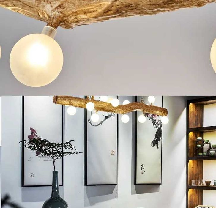 Северен ретро полилей от клон на дърво, ЛЕД LED креативна смола