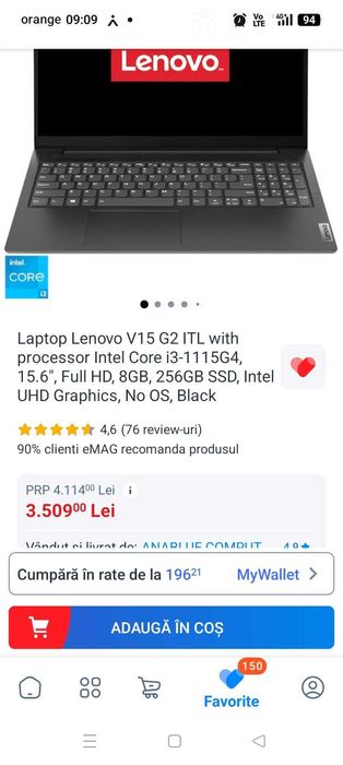 Vand laptop Lenovo cu geanta cadou