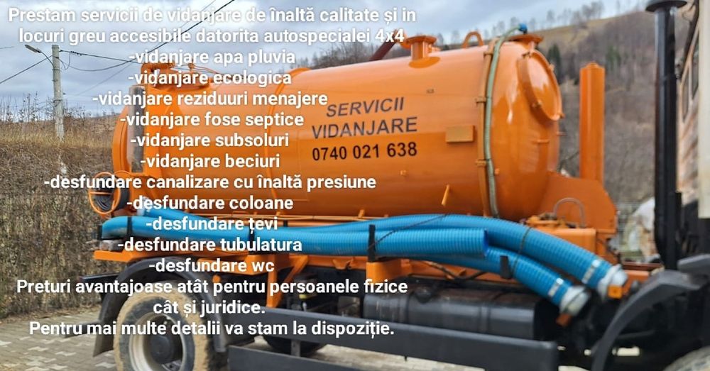 Servicii vidanjare desfundare decolmatare
