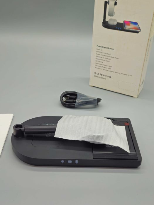 4 в 1 безжична зарядна станция Qi 15W за телефон,Apple Watch и AirPods