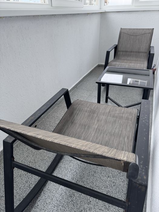 Set balcon masa + 2 scaune metal