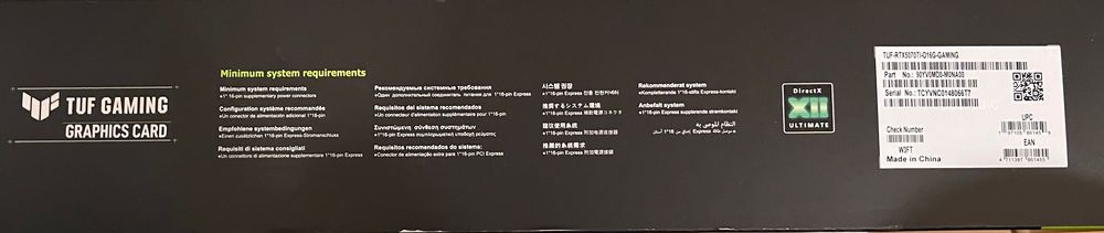 Asus TUF Gaming RTX5070 Ti OC Edition 16GB 256bit SIGILATA