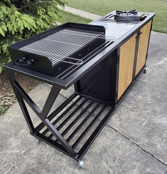 Ansamblu gratar cu arzator si blat de lucru