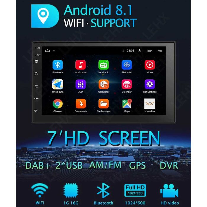 Универсална мултимедия за кола с GPS и Android