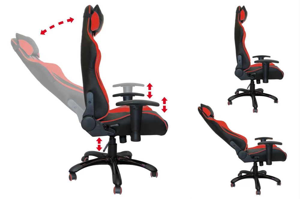 Scaun de birou gaming rosu negru tetiera