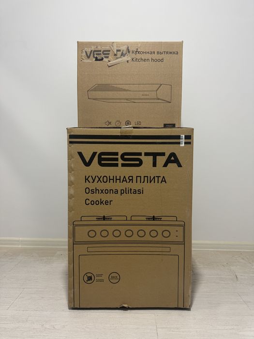 Янги газ плита, вытяжка Vesta, бонус - мойка шкаф ва раковина
