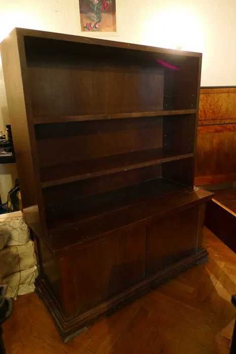 Mobila Raft Vechi Romanesc interbelic Din Lemn Thoner si 2 Rafturi/ Etajere Vintage Retro din 2 piese cu Bufet cu 2 usi
