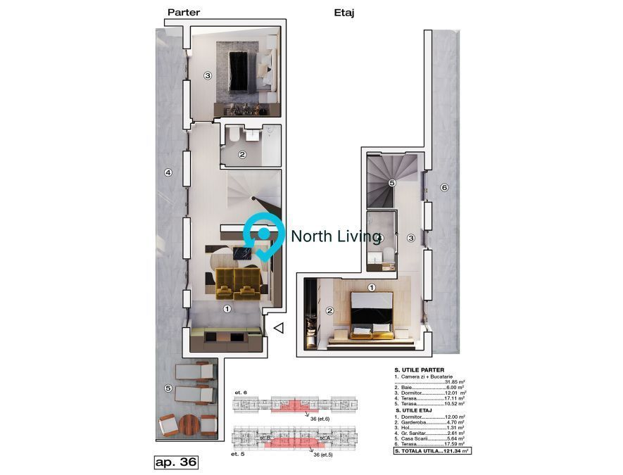 Penthouse 3 camere, 121 mp, terase, Prelungirea Ghencea