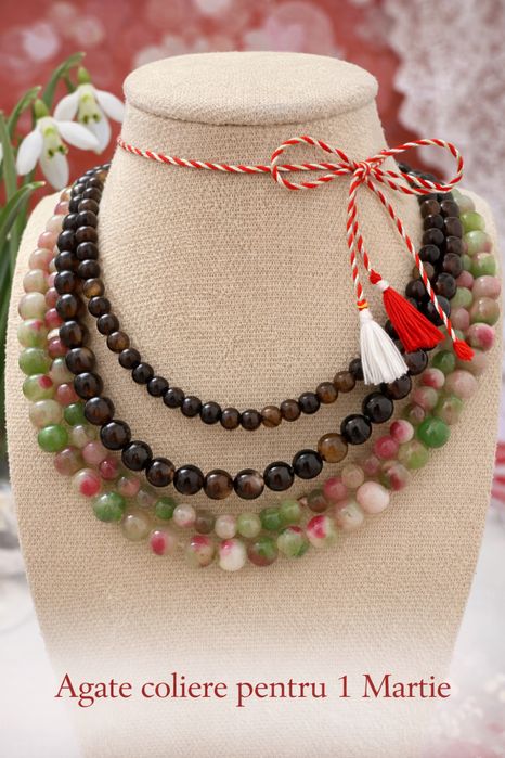 Coliere din agate si argint 925