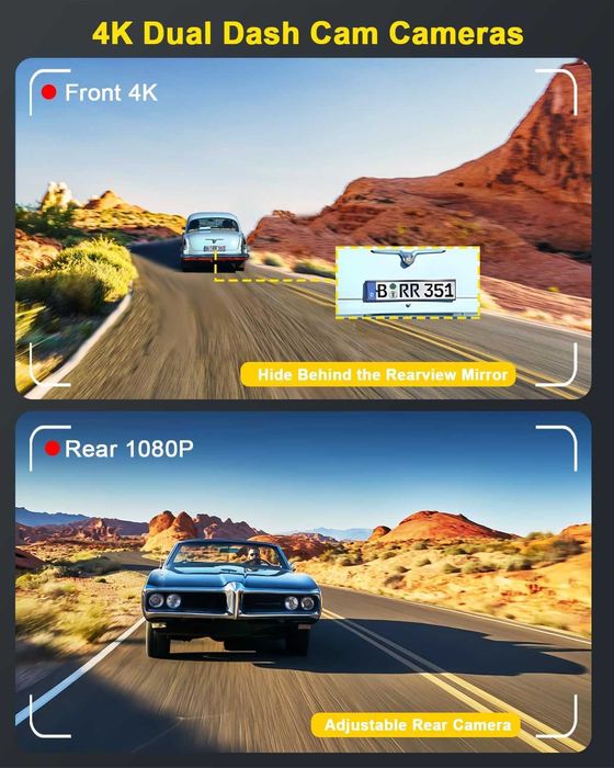 Camera de bord auto DVR, inregistrare video 4K UHD, cu Vedere Nocturna