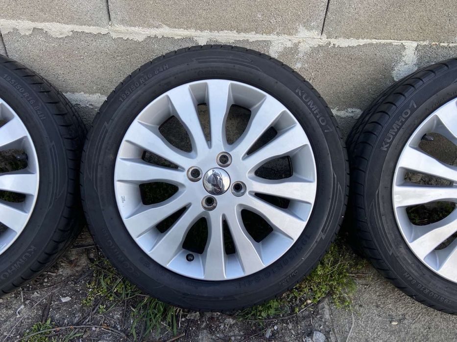 4бр. Алуминиеви джанти с нови гуми  195/50 R16 цола  Hyundai, Kia 4x100