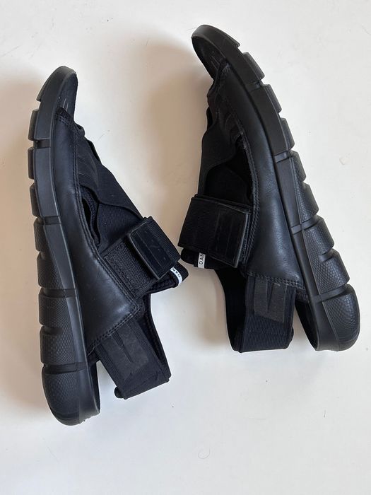 Ecco черни сандали комбинация от текстил и кожа 40номер