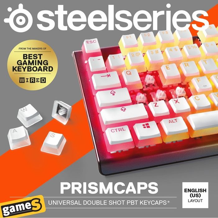 СКИДКА! Колпачки/Кейкапы Steelseries PRISM CAPS в белом для клавиатуры