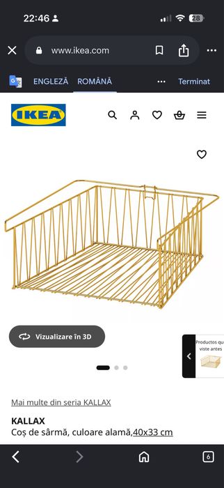 2 buc Cos de raft metalic auriu