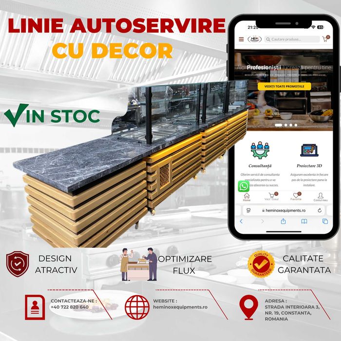 Linie Autoservire (Vitrina Calda-Vitrina Rece-Casier) ÎN STOC