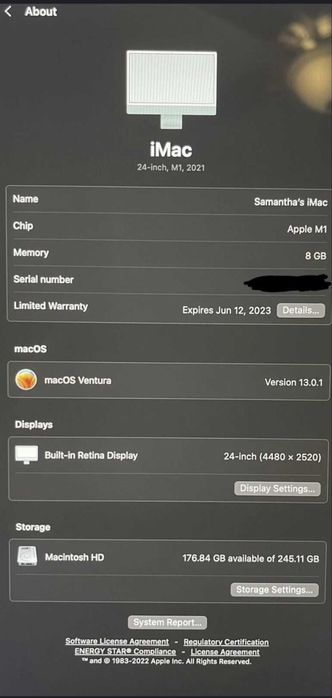 imac m1 2021 Yangi holatda