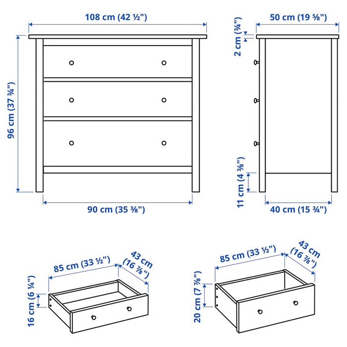 Comoda 3 sertare Ikea Hemnes