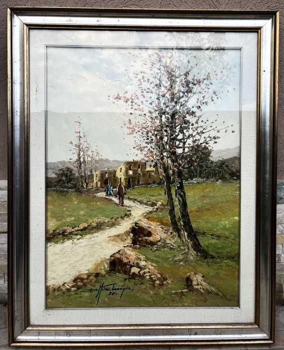 Superba pictura impresionista-semnata-Toamna rurala-Italia