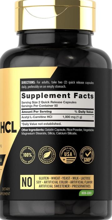Ацетил L-карнитин 1000 мг 100 капсул из Америки