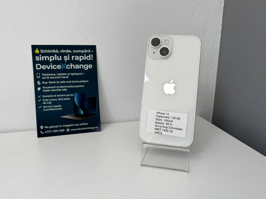 iPhone 14 Alb 85% 128GB * Garantie *Buy Back * deviceXchange