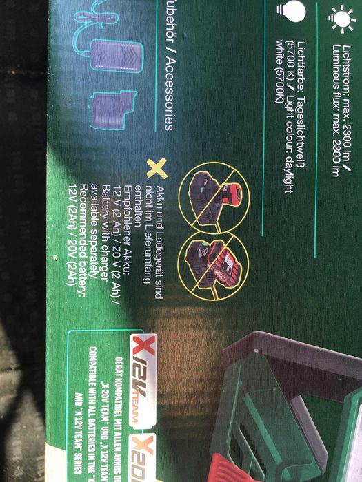 Proiector parkside 20V 220v si 12v cu adaptor camping