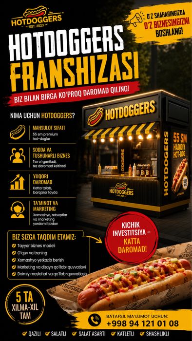 Hotdoggers franshizasi sotuvi boshlandi