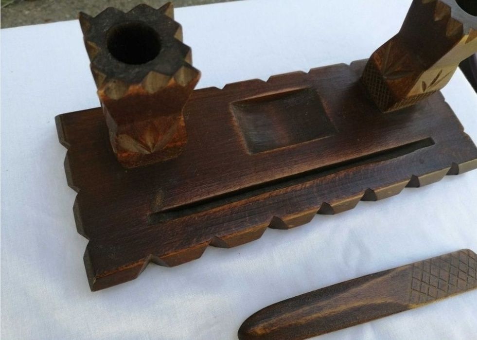 Set pentru corespondență lemn sculptat