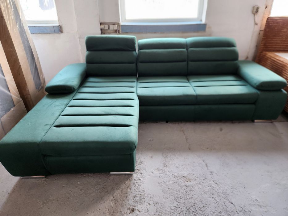 COMANDĂ! Coltar L, catifea, verde smaragd