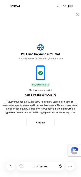 iPhone Air Space Black 256GB Qora