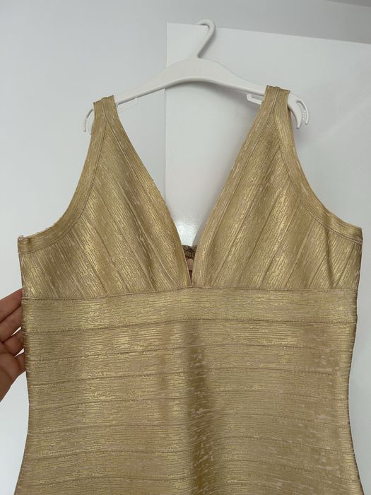 Златиста бандажна рокля