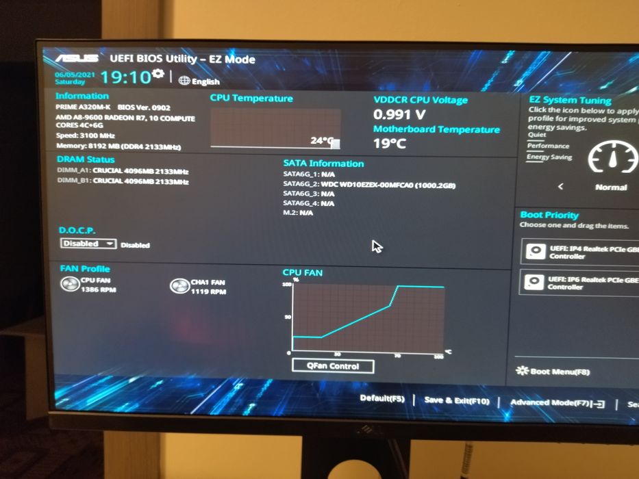 Kit AMD A8-9600+ 8 GB+ placa de baza Asus prime A320M-K AM4