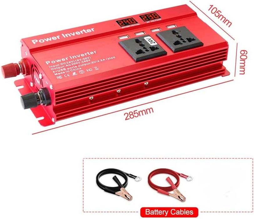 Преобразувател за ток/инвертор, от 24V на 220V, 1000W