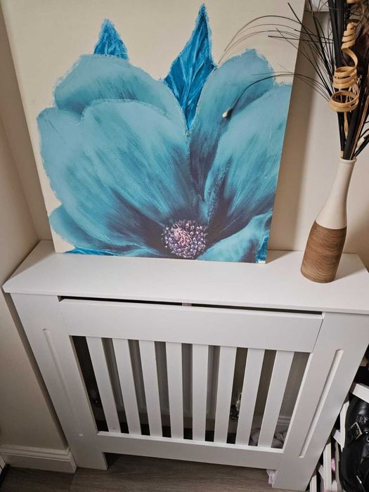 Panou decorativ- Masca calorifer, lemn MDF alb lucios M